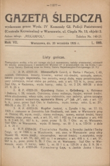 Gazeta Śledcza. R.7, L. 889 (20 września 1926)