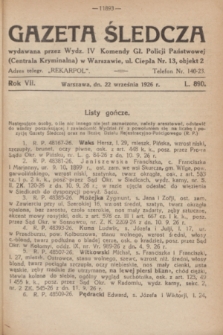 Gazeta Śledcza. R.7, L. 890 (22 września 1926)