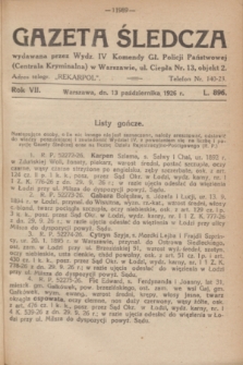 Gazeta Śledcza. R.7, L. 896 (13 października 1926)
