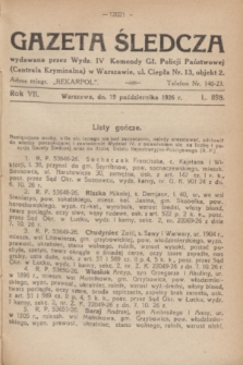 Gazeta Śledcza. R.7, L. 898 (19 października 1926)