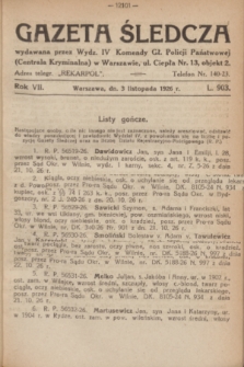 Gazeta Śledcza. R.7, L. 903 (3 listopad 1926)