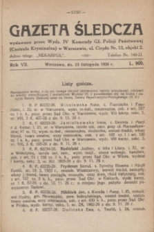 Gazeta Śledcza. R.7, L. 909 (23 listopada 1926)