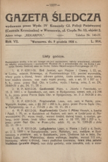 Gazeta Śledcza. R.7, L. 914 (9 grudnia 1926)
