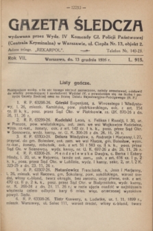 Gazeta Śledcza. R.7, L. 915 (13 grudnia 1926)