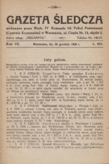 Gazeta Śledcza. R.7, L. 921 (30 grudnia 1926)