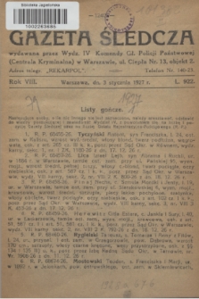 Gazeta Śledcza. R.8, L. 922 (3 stycznia 1927)