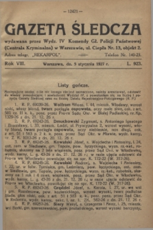 Gazeta Śledcza. R.8, L. 923 (5 stycznia 1927)