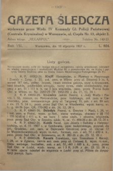 Gazeta Śledcza. R.8, L. 924 (10 stycznia 1927)
