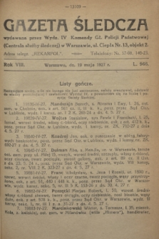Gazeta Śledcza. R.8, L. 966 (19 maja 1927)