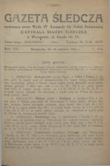 Gazeta Śledcza. R.8, L. 974 (13 czerwca 1927)