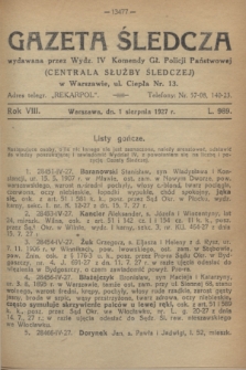 Gazeta Śledcza. R.8, L. 989 (1 sierpnia 1927)