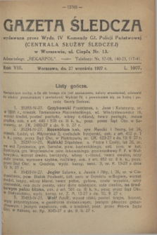 Gazeta Śledcza. R.8, L. 1007 (27 września 1927)