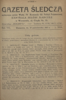 Gazeta Śledcza. R.8, L. 1016 (20 października 1927)