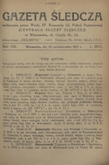 Gazeta Śledcza. R.8, L. 1017 (24 października 1927)