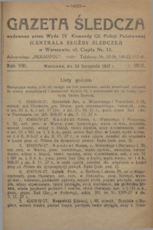 Gazeta Śledcza. R.8, L. 1025 (24 listopada 1927)