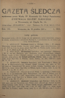 Gazeta Śledcza. R.8, L. 1033 (16 grudnia 1927)