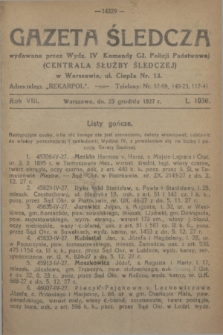 Gazeta Śledcza. R.8, L. 1036 (23 grudnia 1927)