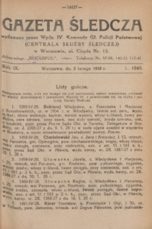 Gazeta Śledcza. R.9, L. 1049 (3 lutego 1928)