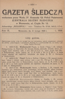 Gazeta Śledcza. R.9, L. 1058 (21 lutego 1928)
