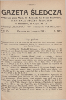 Gazeta Śledcza. R.9, L. 1094 (1 czerwca 1928)