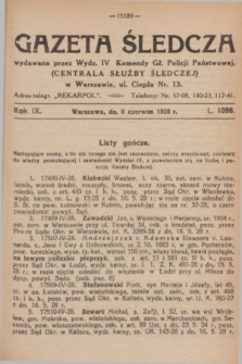 Gazeta Śledcza. R.9, L. 1096 (8 czerwca 1928)