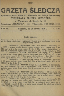 Gazeta Śledcza. R.9, L. 1121 (23 sierpnia 1928)