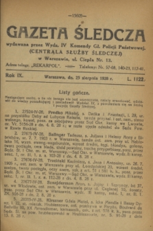 Gazeta Śledcza. R.9, L. 1122 (25 sierpnia 1928)
