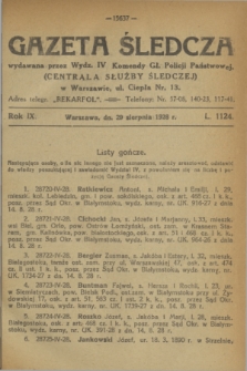 Gazeta Śledcza. R.9, L. 1124 (29 sierpnia 1928)