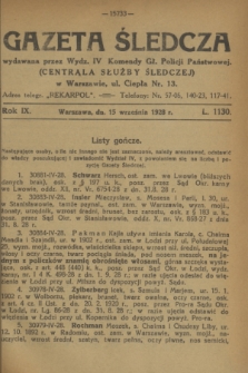 Gazeta Śledcza. R.9, L. 1130 (15 września 1928)