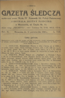 Gazeta Śledcza. R.9, L. 1141 (12 października 1928)