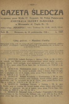 Gazeta Śledcza. R.9, L. 1147 (31 października 1928)