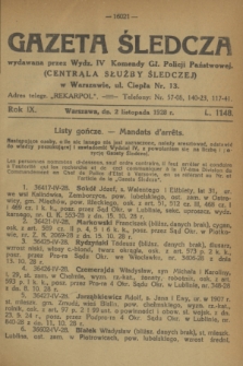 Gazeta Śledcza. R.9, L. 1148 (2 listopada 1928)