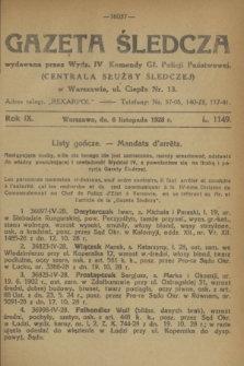 Gazeta Śledcza. R.9, L. 1149 (6 listopada 1928)