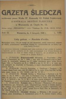 Gazeta Śledcza. R.9, L. 1150 (8 listopada 1928)