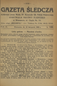 Gazeta Śledcza. R.9, L. 1156 (22 listopada 1928)