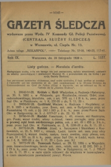 Gazeta Śledcza. R.9, L. 1157 (24 listopada 1928)