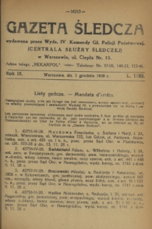 Gazeta Śledcza. R.9, L. 1160 (1 grudnia 1928)