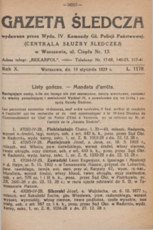 Gazeta Śledcza. R.10, L. 1178 (19 stycznia 1929)