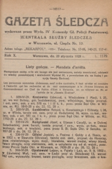 Gazeta Śledcza. R.10, L. 1179 (23 stycznia 1929)