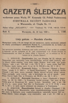 Gazeta Śledcza. R.10, L. 1190 (22 lutego 1929)