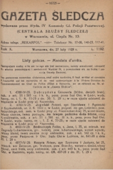 Gazeta Śledcza. R.10, L. 1192 (27 luty 1929)