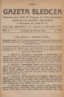 Gazeta Śledcza. R.10, L. 1193 (28 luty 1929)