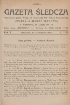 Gazeta Śledcza. R.10, L. 1205 (2 kwiecień 1929)