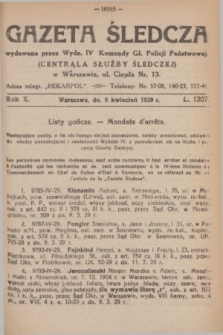 Gazeta Śledcza. R.10, L. 1207 (5 kwiecień 1929)