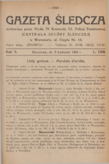 Gazeta Śledcza. R.10, L. 1208 (8 kwiecień 1929)