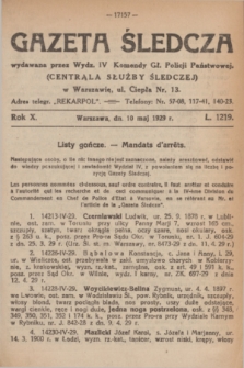 Gazeta Śledcza. R.10, L. 1219 (10 maj 1929)