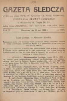 Gazeta Śledcza. R.10, L. 1220 (15 maj 1929)