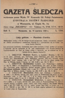 Gazeta Śledcza. R.10, L. 1234 (19 czerwca 1929)