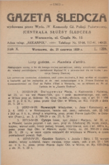 Gazeta Śledcza. R.10, L. 1235 (21 czerwca 1929)