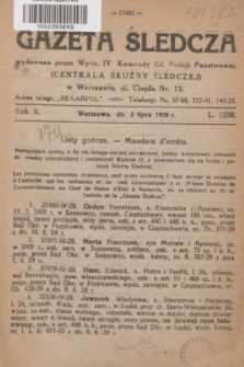 Gazeta Śledcza. R.10, L. 1238 (2 lipca 1929) + dod.